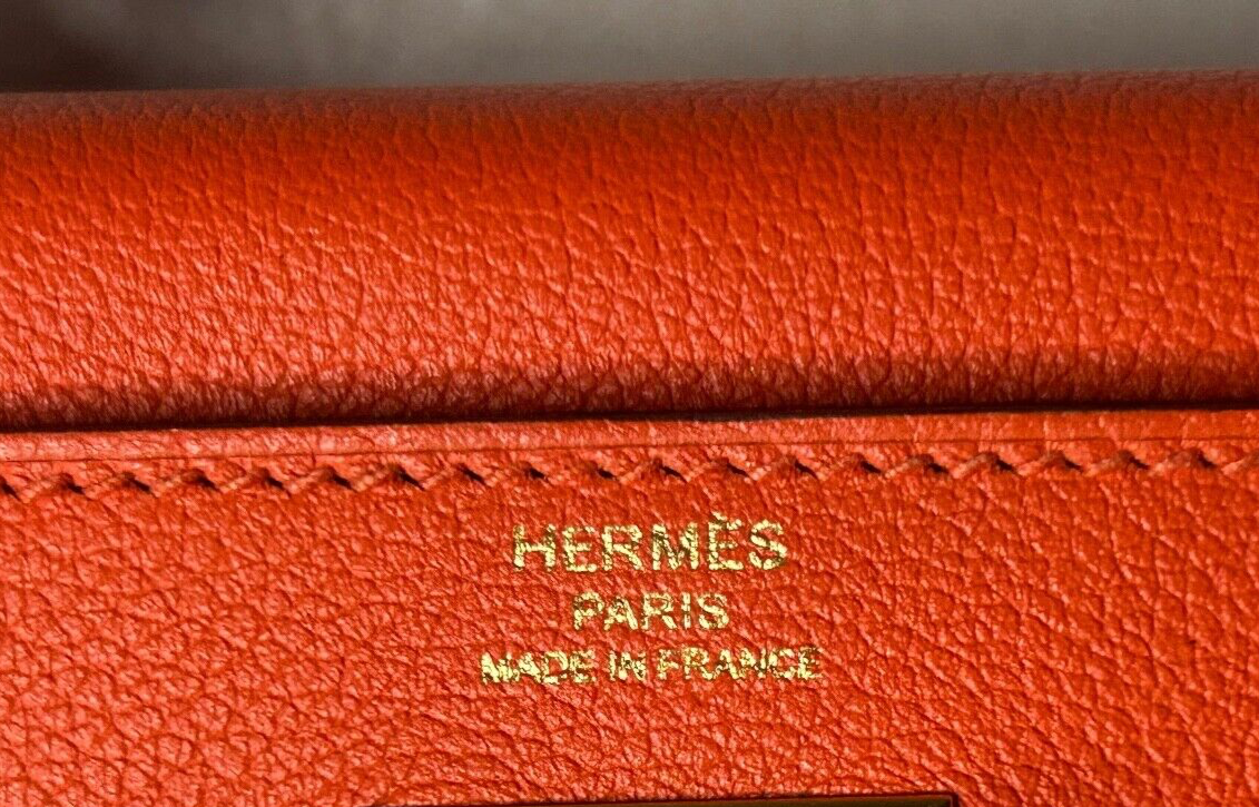 HERMES Kelly 28 Capucine Verso Evercolor Leather Gold Hardware