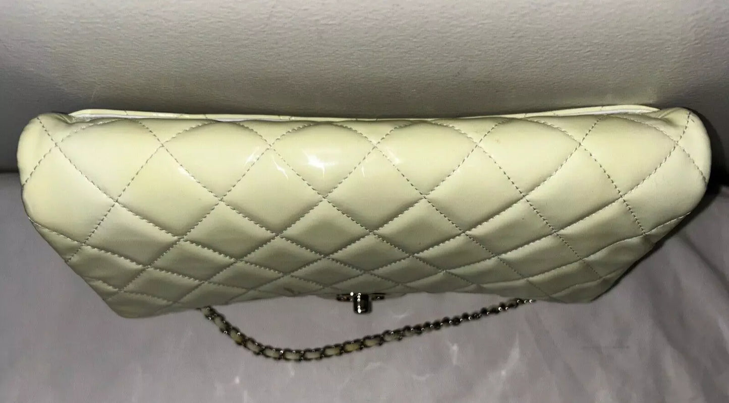 CHANEL Classic Quilted Flap Shoulder Bag Patent Leather Pastel Mint