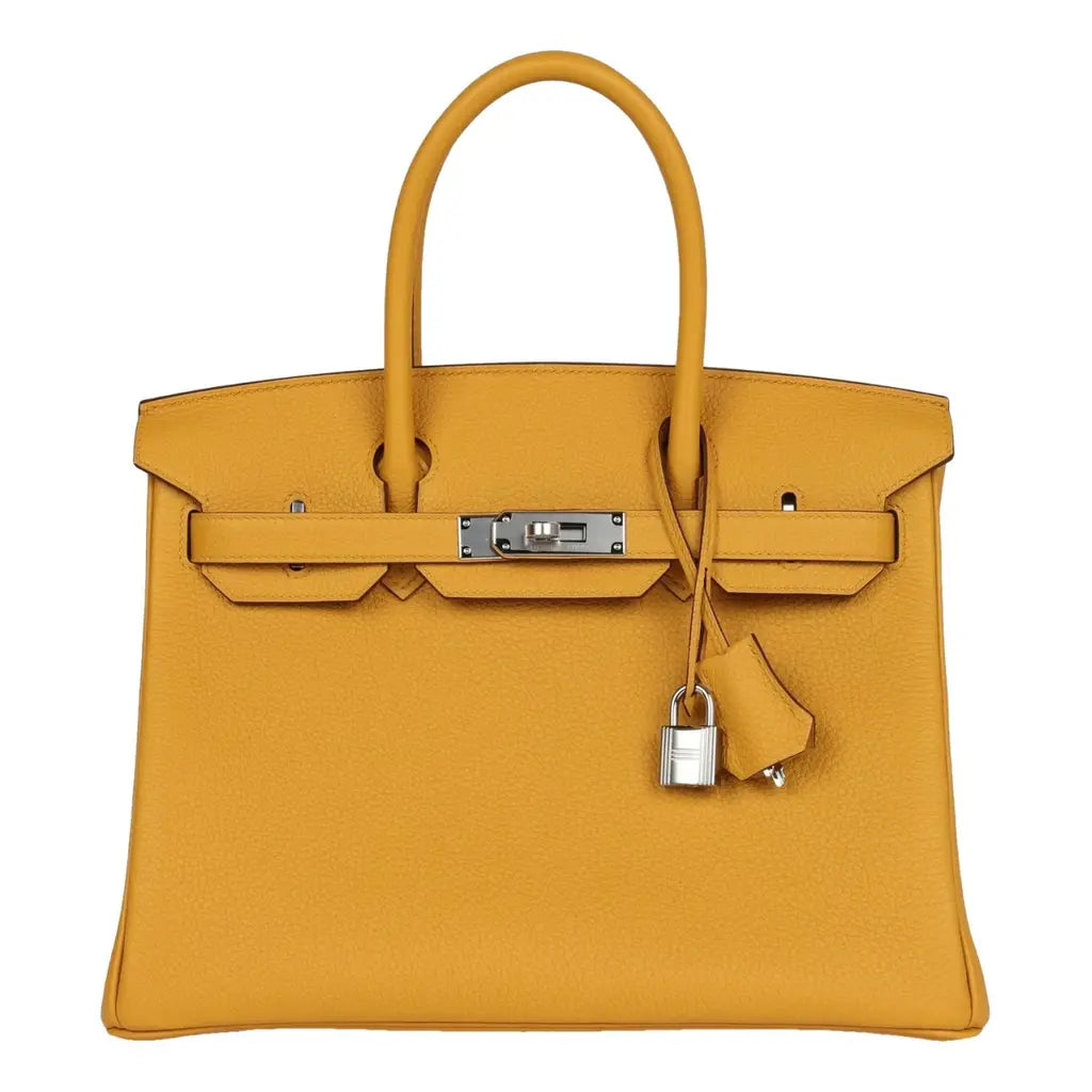 HERMÈS Birkin 30 Jaune Ambre Togo Leather Palladium Hardware Handbag